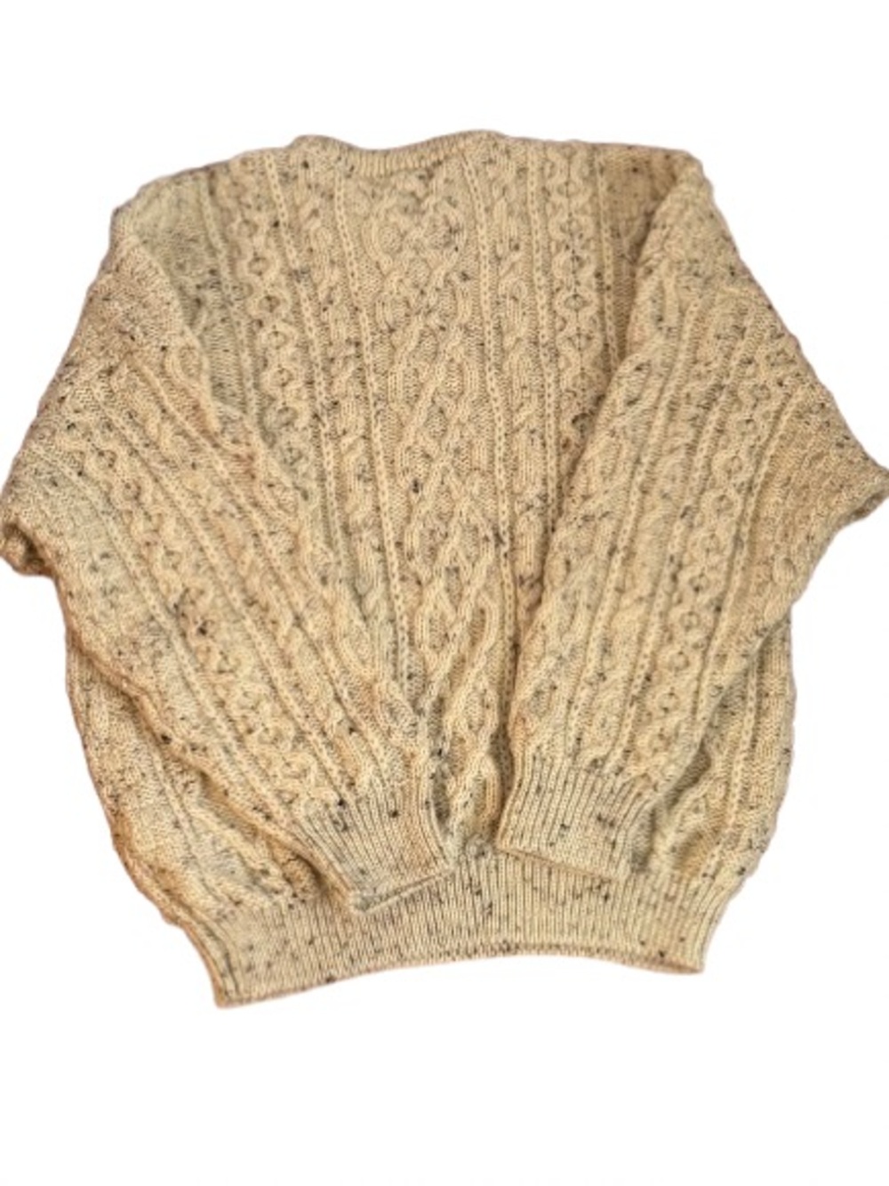 Aran Crafts Ireland Wool Cable Knit Sweater Fisherman Cream XL - Picture 6 of 6
